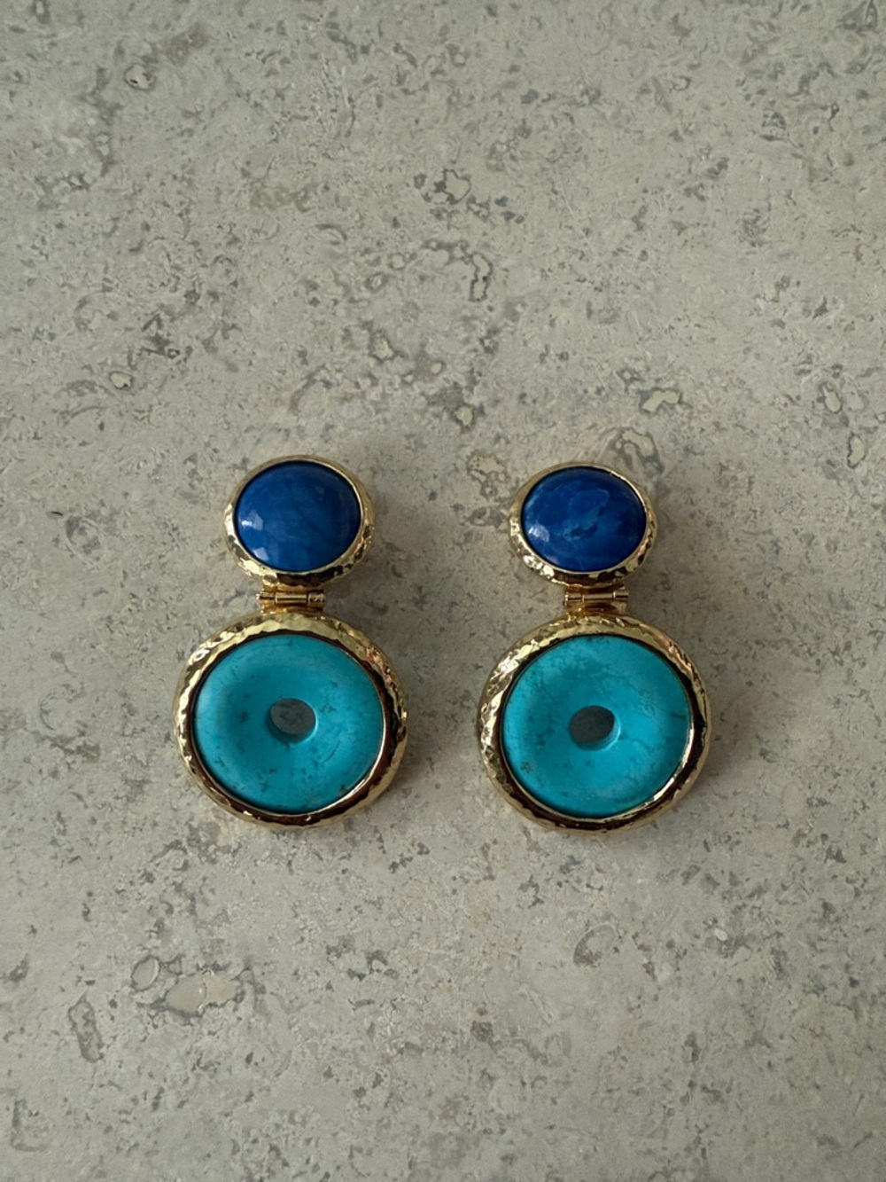 Gold-Tone Blue & Turquoise Clip Earrings - Women's Jewelry